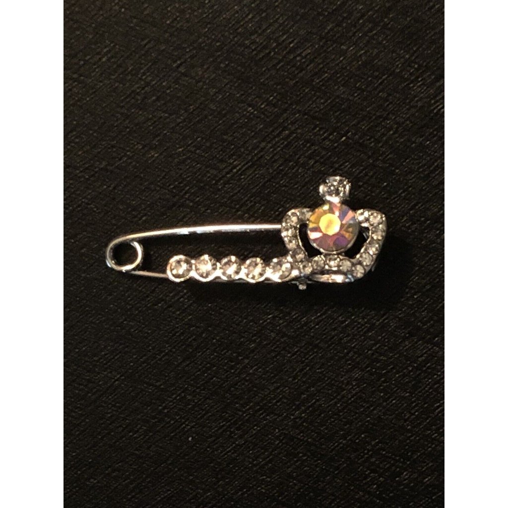 Silver Rhinestone Crown Stock Tie Pin Horse Show Fox Hunting Eventing Dressage